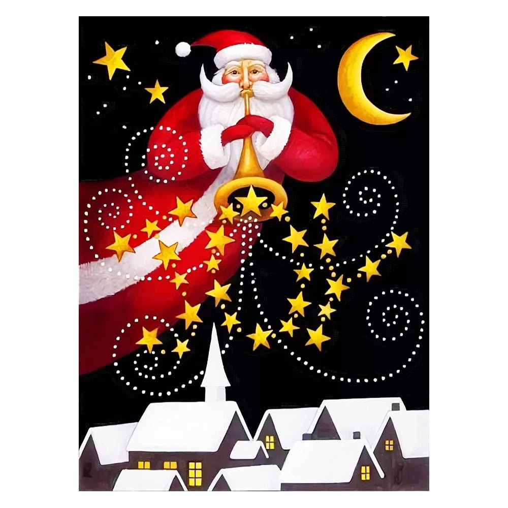 Broderie Diamant Noël - Père Noël dans le Ciel - Diamond Faction