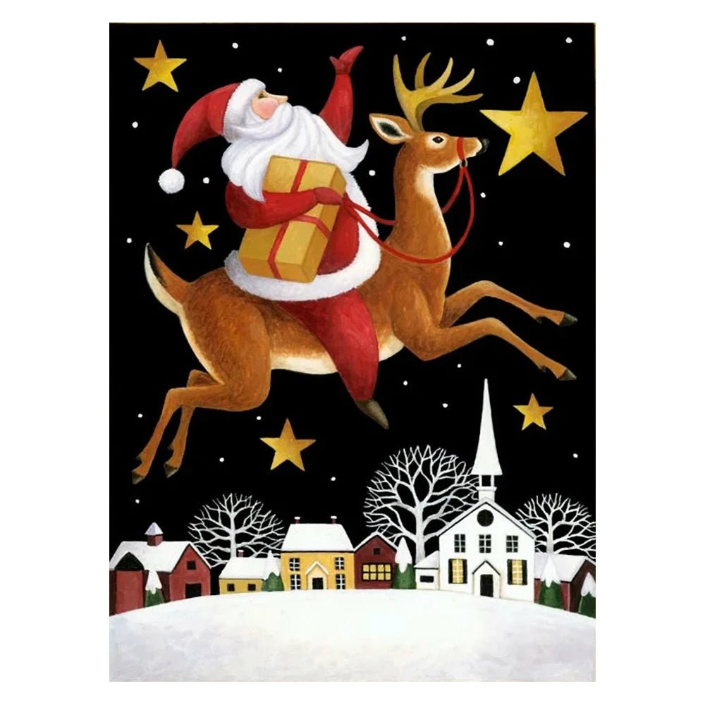 Broderie Diamant Noël - Père Noël dans le Ciel - Diamond Faction