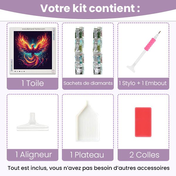 Broderie Diamant - Phénix Enflammé - Diamond Faction