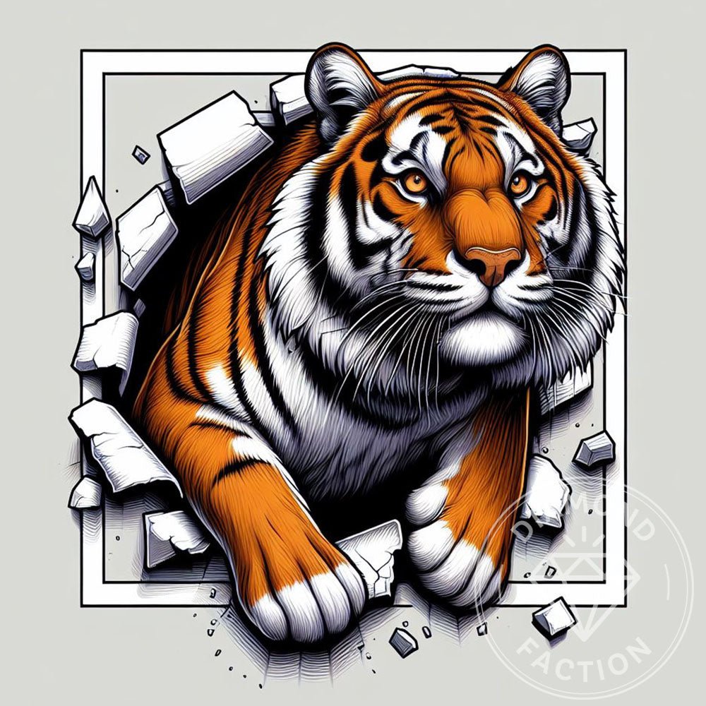 Broderie Diamant - Tigre sortant du Cadre - Diamond Faction