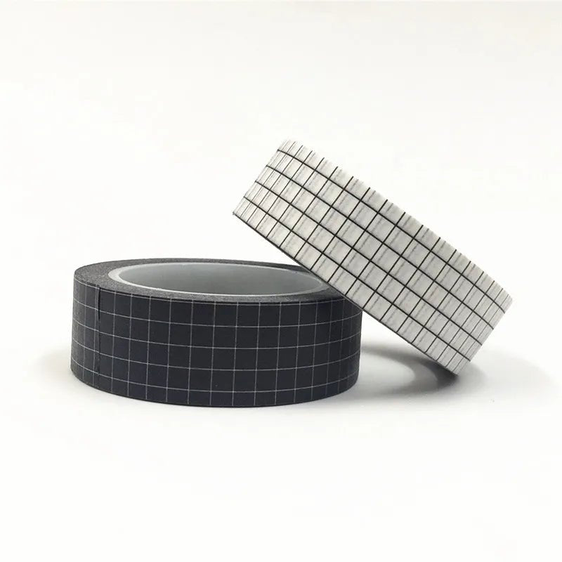 Ruban Washi Tape Grille Noir et Blanc Broderie Diamant