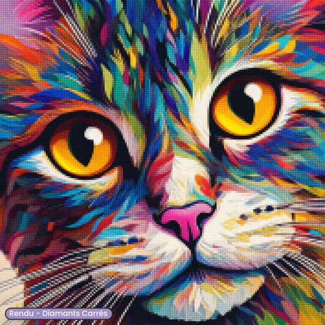 Diamond Painting Chat Abstrait Rendu Carré