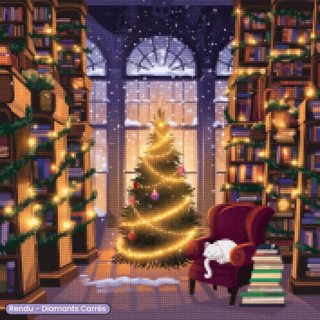 Broderie Diamant - Chat au chaud Noël - Diamond Faction