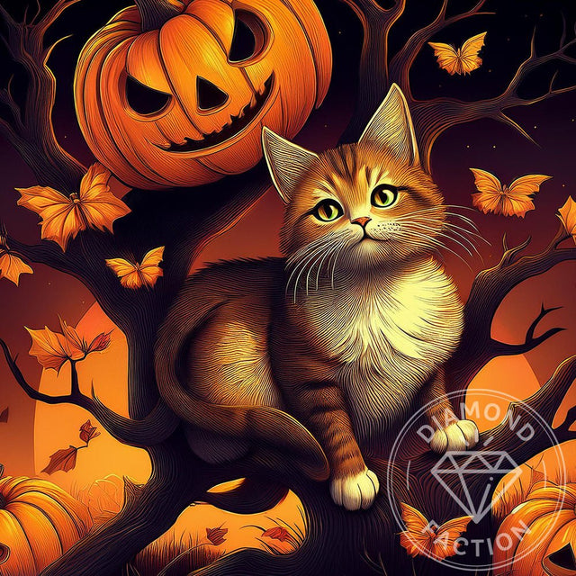 Broderie Diamant - Chat Halloween - Diamond Faction