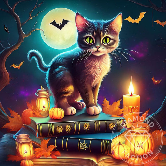 Broderie Diamant - Chat Mystique d'Halloween - Diamond Faction