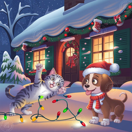 Broderie Diamant - Chien et Chat Noël - Diamond Faction