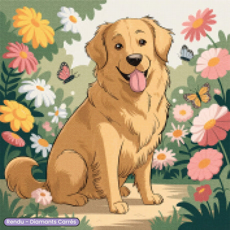 Broderie Diamant - Chien Golden Retriever - Diamond Faction