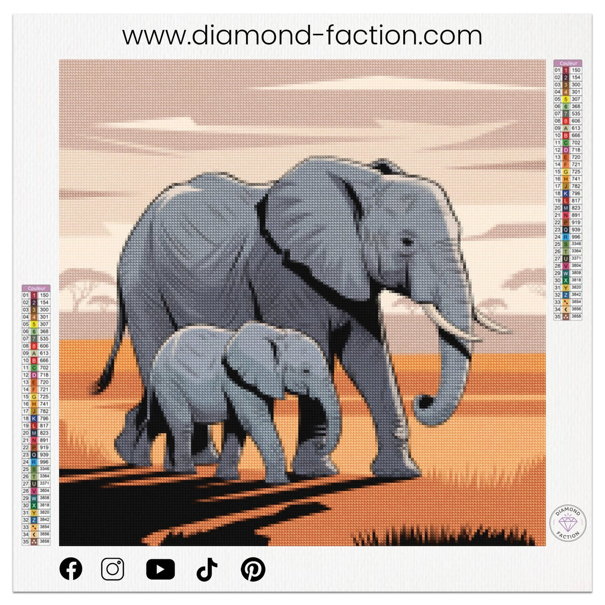 Broderie Diamant - Danse d'éléphants - Diamond Faction