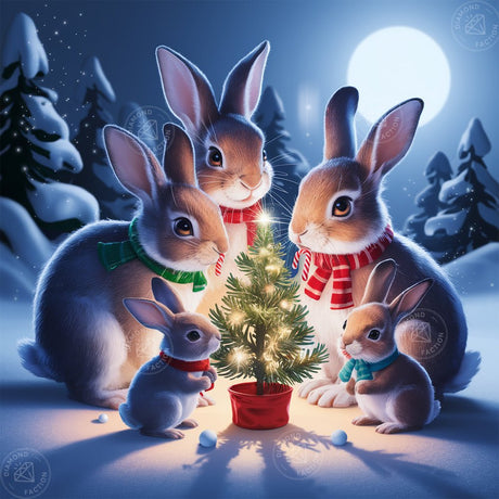 Broderie Diamant - Famille Lapin Noël - Diamond Faction