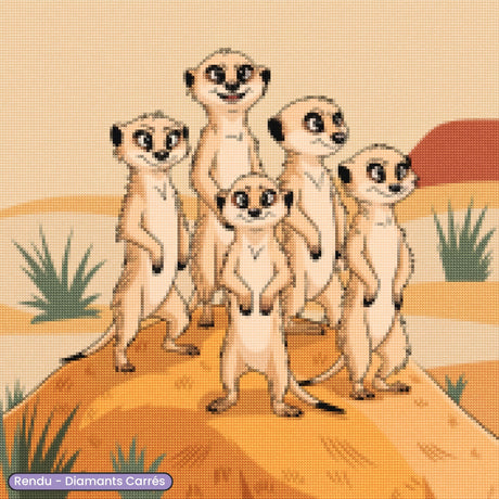 Broderie Diamant - Famille Suricate - Diamond Faction