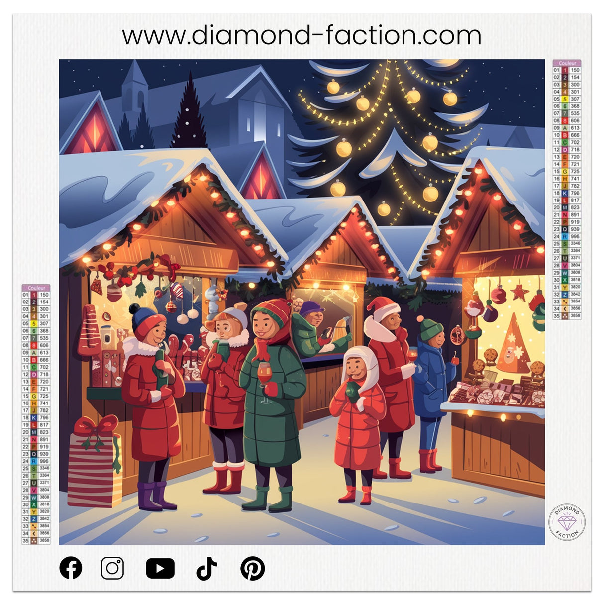 Broderie Diamant - Marché de Noël Enneigé - Diamond Faction