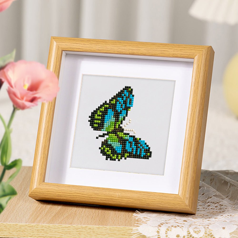 5D Diamond Painting Papillon Bleu, DIY Broderie Diamant Painting Animal Point de Croix, Peinture