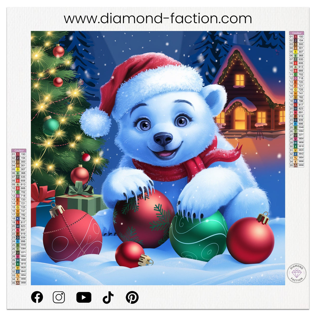 Broderie Diamant - Petit Ours de Noël - Diamond Faction