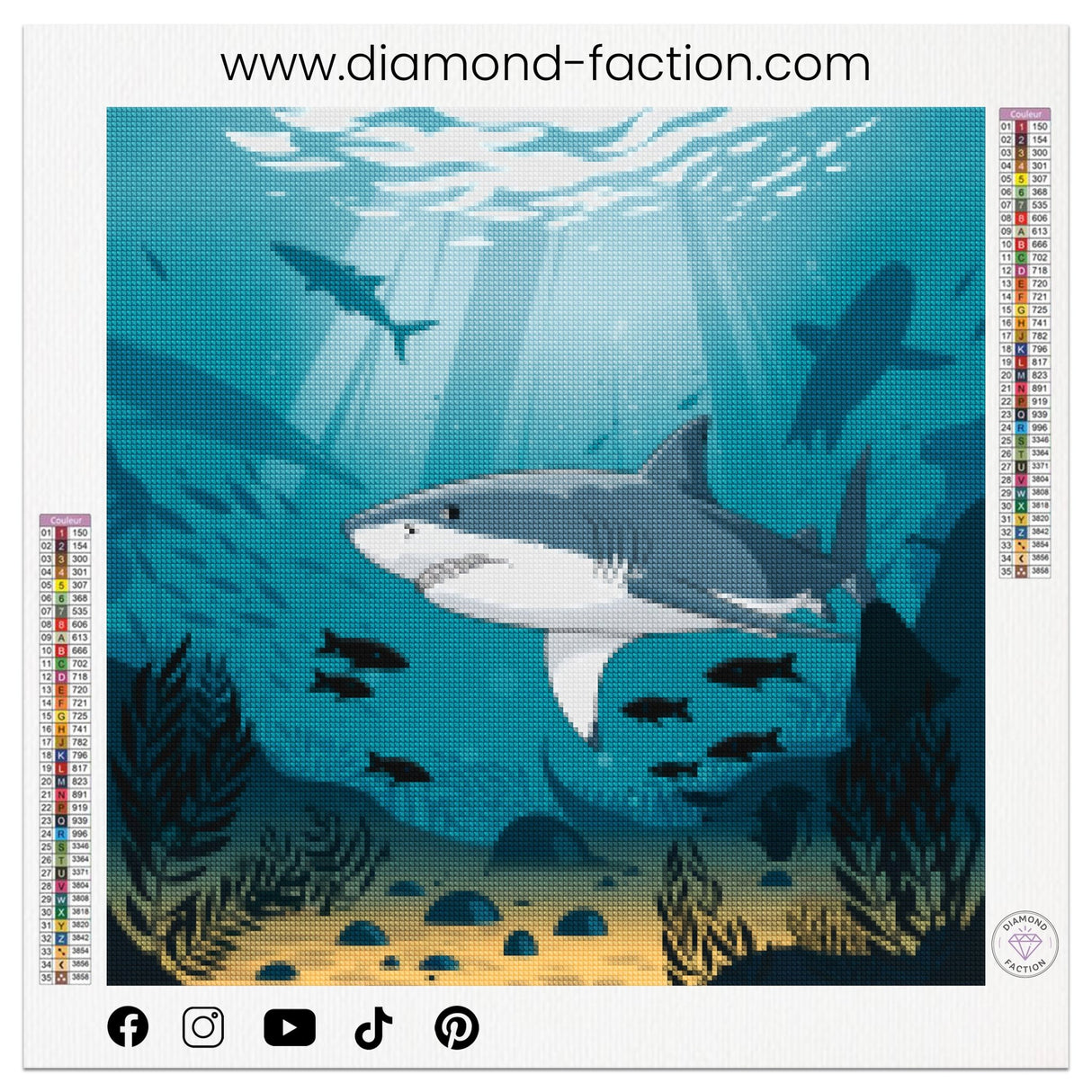 Broderie Diamant - Requin marin - Diamond Faction