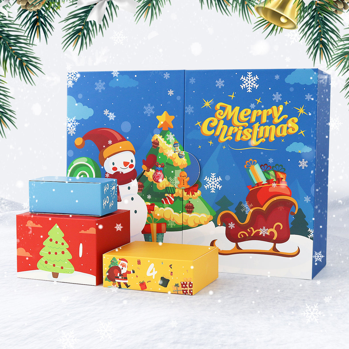Calendrier de l'Avent Diamond Painting 2026 - coffret bleu avec plusieurs boîtes surprises
