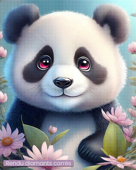 Broderie Diamant - Bébé Panda Fleurs - Diamond Faction