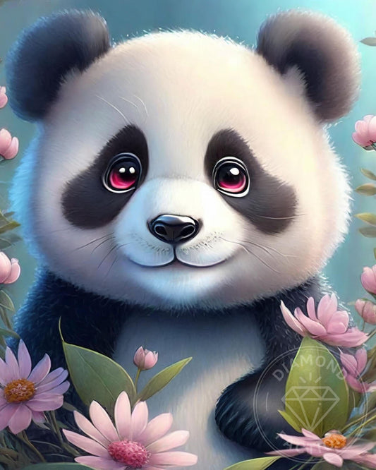 Broderie Diamant - Bébé Panda Fleurs - Diamond Faction