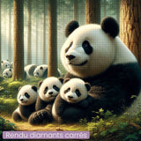 Broderie Diamant - Famille de pandas en forêt - Diamond Faction