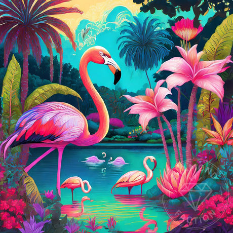 Broderie Diamant - Flamant Rose Nature - Diamond Faction