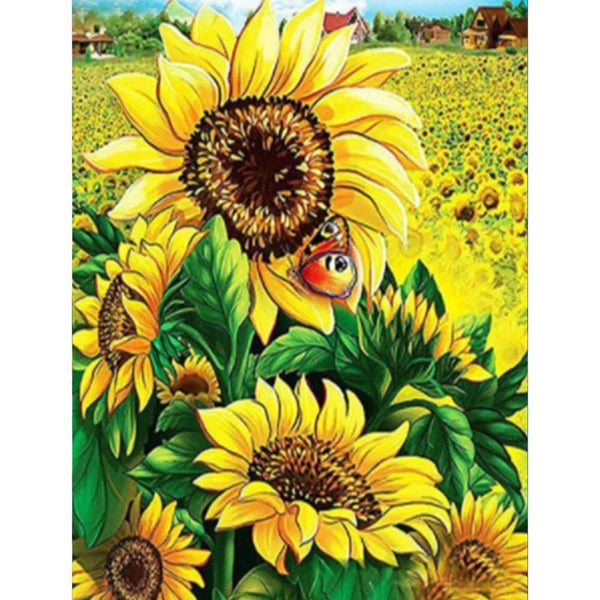 Nappe Ronde Broderie Estampillée Nob Hill Linens – Motif Tournesol – #14-311