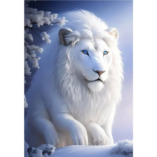 Broderie Diamant - Lion Blanc Furtif - Diamond Faction