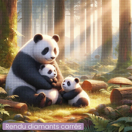 Broderie Diamant - Mère Panda qui protège ses petits - Diamond Faction