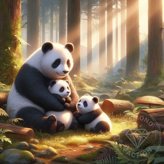 Broderie Diamant - Mère Panda qui protège ses petits - Diamond Faction