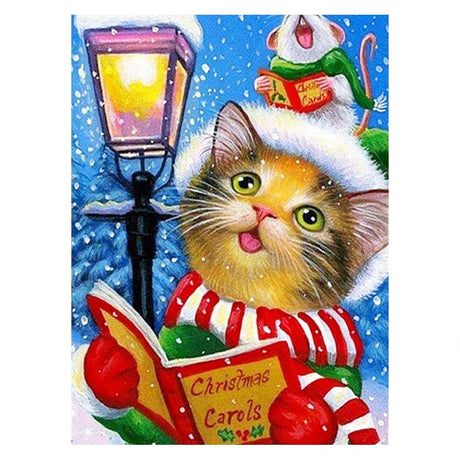 Broderie Diamant Noël - Chat sous la Neige - Diamond Faction