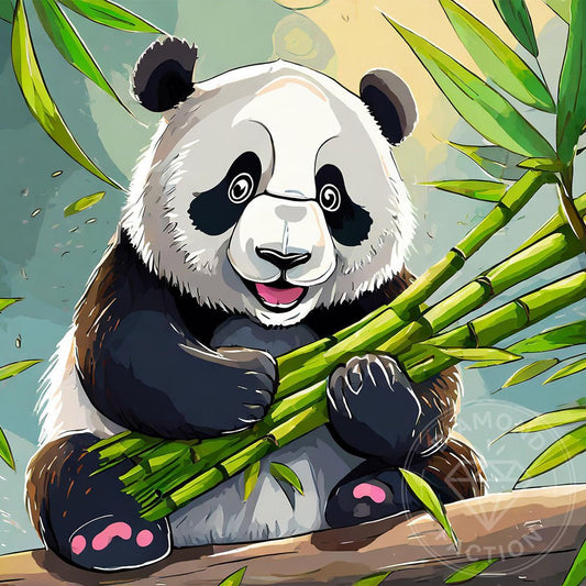 Broderie Diamant - Panda mignon avec du bambou - Diamond Faction