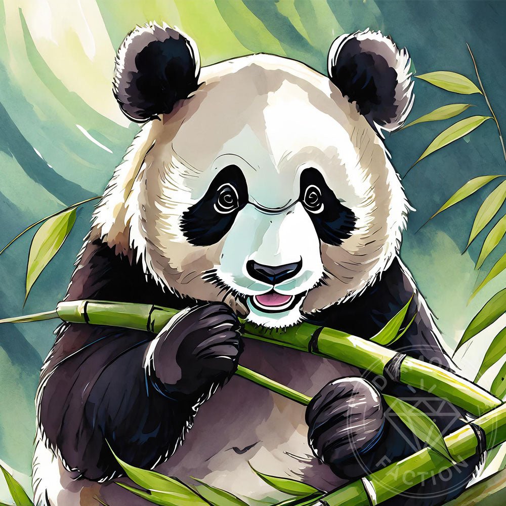 Broderie Diamant - Panda qui mange du bambou - Diamond Faction