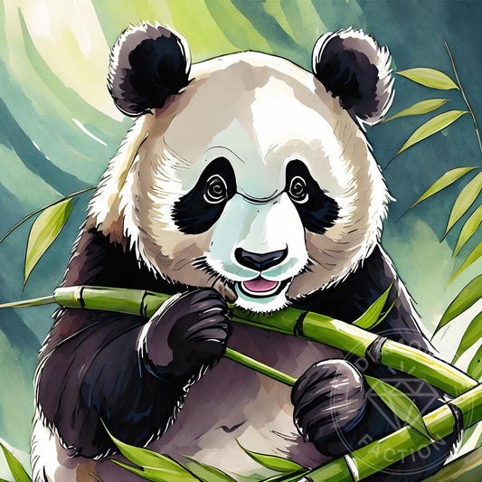 Broderie Diamant - Panda qui mange du bambou - Diamond Faction