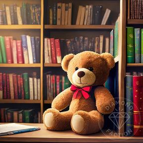 Broderie Diamant - Petit Nounours à la Bibliothèque - Diamond Faction