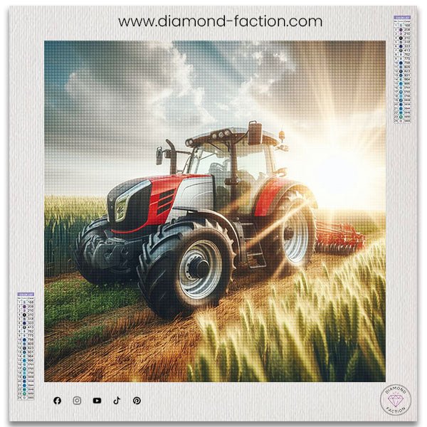 Broderie Diamant - Tracteur dans les champs - Diamond Faction